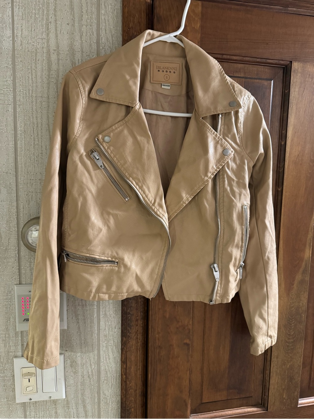 Blank NYC Tan Leather Moto Jacket size small